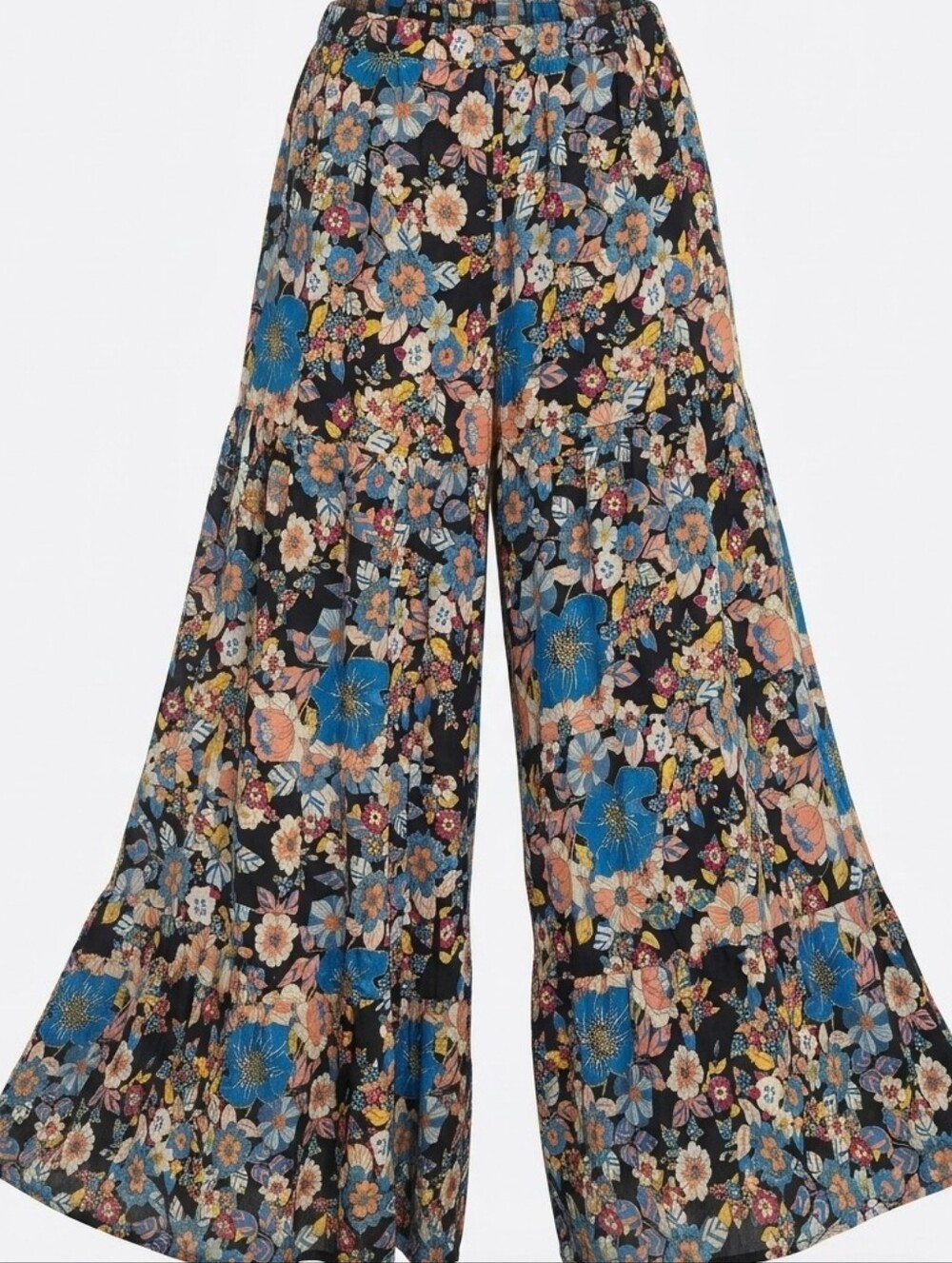 Wide-Leg Floral Palazzo Pants - Size L